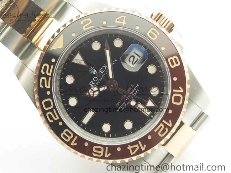 AAA Replica Watches Best Black Resilient BP RG GMT-Master RG Bezel Brown Black II on 126711CHNR SS Bracelet 3365 Dial Edition Ceramic SS 0118